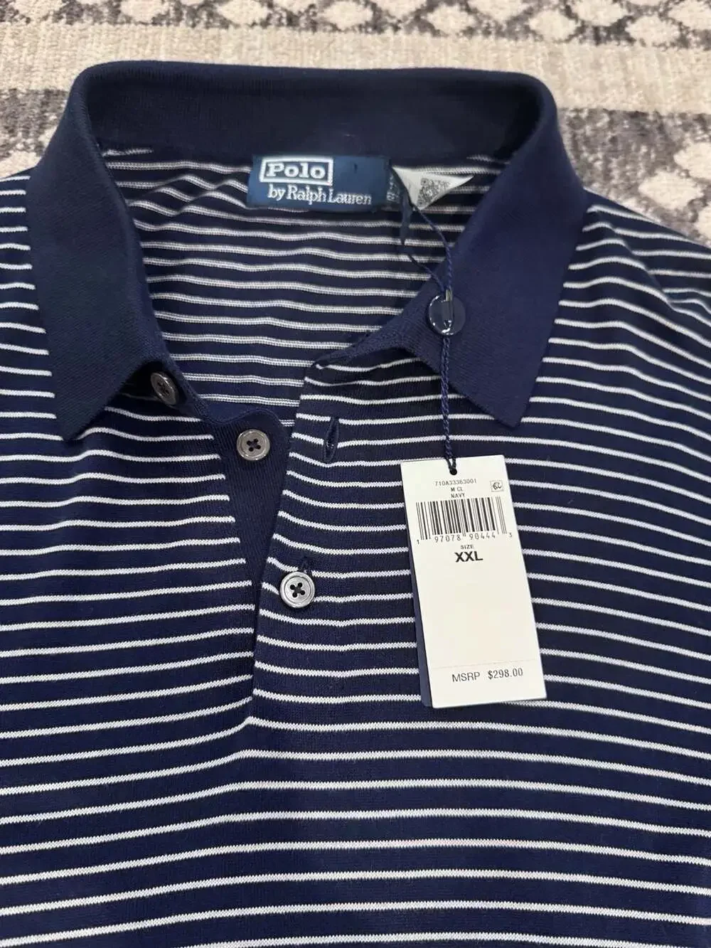 Polo by Ralph Lauren Men's Striped Long Sleeve Knit Polo Sweater